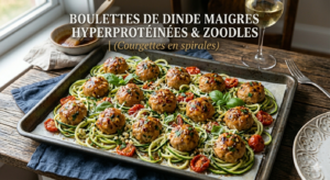 Boulettes de Dinde Maigres Hyperprotéinées & Zoodles (Courgettes en spirales)