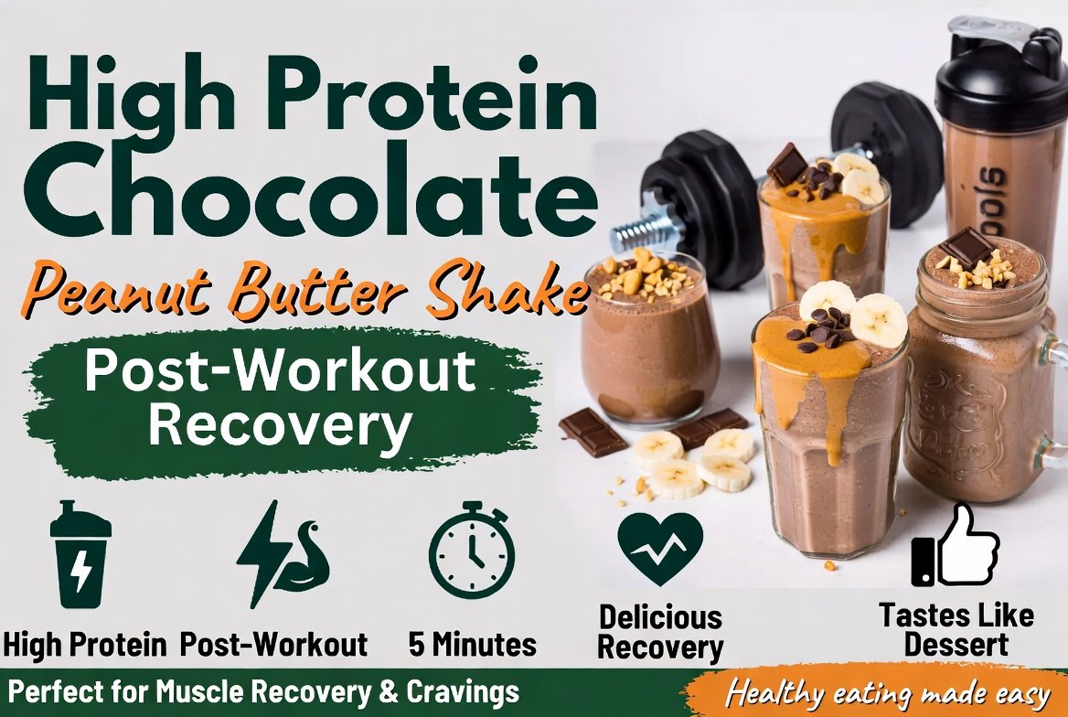 High Protein Chocolate Peanut Butter Shake (Post-Workout Recovery)