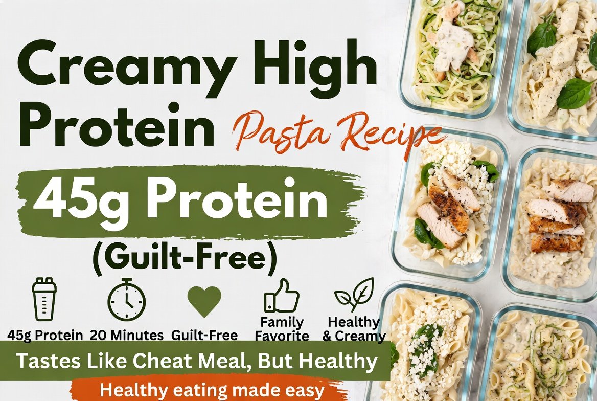 Creamy High Protein Pasta Recipe with 45g Protein (Guilt-Free)